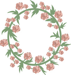 Flowers circle frame. Flowers wreath vector illustration. Boho design