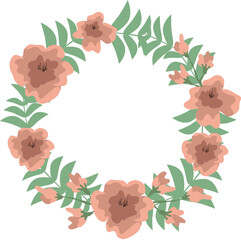 Flowers circle frame. Flowers wreath vector illustration. Boho design