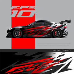 Car wrap decal graphic design. Abstract stripe racing background designs for wrap cargo van, race car, pickup truck, adventure vehicle. Eps 10 © zoulgraphic