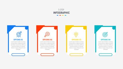 Five Step Infographic design element template for presentation. info graphic illustration. process diagram and presentations step,  banner, flow chart, 5 option template.