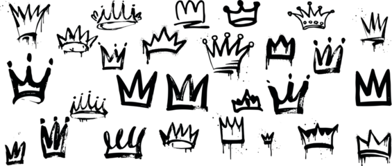 Fototapeten Graffiti Vector set of spray paint crown. Black graffiti drawing king, queen or prince crowns.   © Ayoub