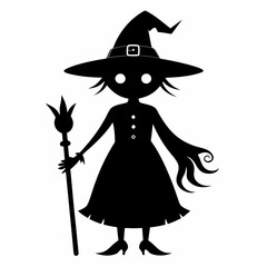 Halloween witch with a broom vector silhouette files