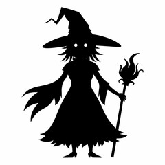 Halloween witch with a broom vector silhouette files