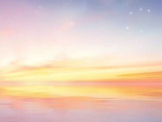 Obraz premium Beautiful sunset over ocean with stars, clouds, and serenity in the sky nature's breathtaking beauty