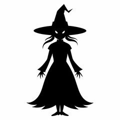 Halloween witch with a broom vector silhouette files