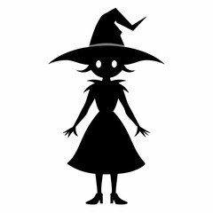 Halloween witch with a broom vector silhouette files