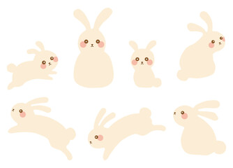かわいいウサギのイラストセット ベクター素材
