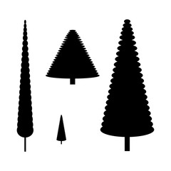 silhouette set of trees for building and outdoor