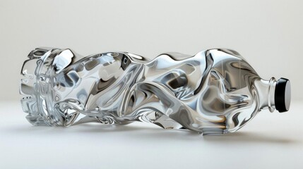 Crushed plastic water bottle isolated on white background.