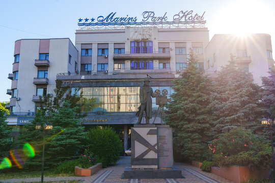 The facade of the Marins Park Hotel in the center of Rostov-on-Don.