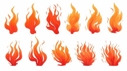 Various Illustrations of Fire Flames in Red and Orange Hues