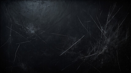 Black board with dust and scratches design, dark grunge abstract background and copy space