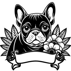 create a black and white illustration of a french