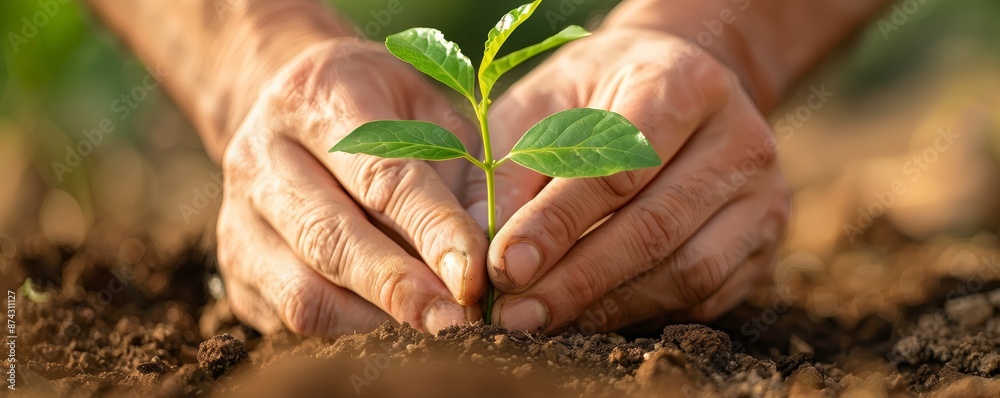 Wall mural Planting a Seedling.