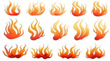 Collection of Fire and Flame Illustrations in Various Shapes and Designs