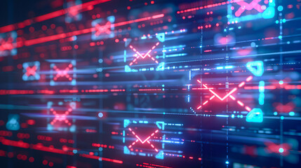 A digital representation of spam filters and email security systems, highlighting the fight against unwanted and malicious emails