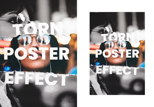 Torn Paper Poster Photo Effect Mockup