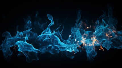 Fototapeta premium Abstract Blue Flames and Smoke Creating a Dynamic and Ethereal Background
