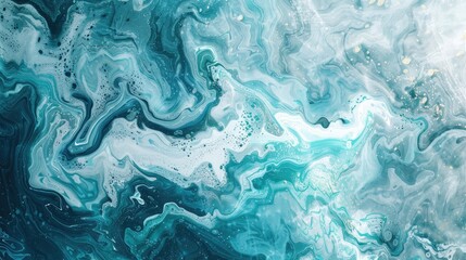 Fototapeta premium Abstract poster with teal blue and green marble texture and ocean foam background