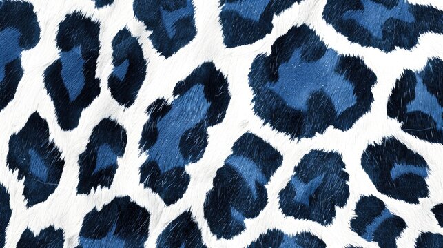 Leopard Animal Print in African Zoo Style with Handcrafted Blue and White Guepard Leather Design