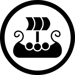 Viking Ship Glyph Black Icon