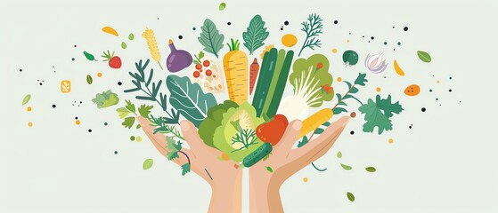 Sustainable food practices infographic, eating green, flat design illustration