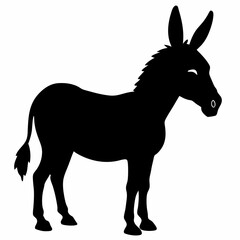 Donkey vector illustration, donkey isolated on white, donkey silhouette, donkey vector art