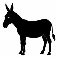 Donkey vector illustration, donkey isolated on white, donkey silhouette, donkey vector art