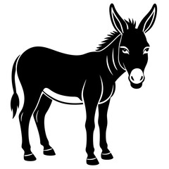 Donkey vector illustration, donkey isolated on white, donkey silhouette, donkey vector art