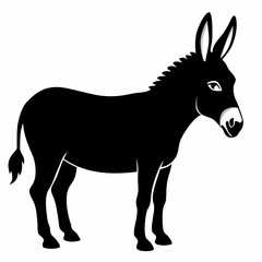 Donkey vector illustration, donkey isolated on white, donkey silhouette, donkey vector art