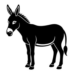 Donkey vector illustration, donkey isolated on white, donkey silhouette, donkey vector art