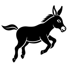 Donkey vector illustration, donkey isolated on white, donkey silhouette, donkey vector art