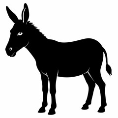 Donkey vector illustration, donkey isolated on white, donkey silhouette, donkey vector art