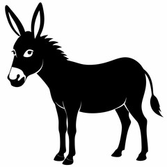 Donkey vector illustration, donkey isolated on white, donkey silhouette, donkey vector art