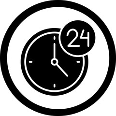 24 Hours Support Glyph Black Icon