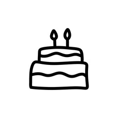 Birthday cake doodle icon with simple and abstract design