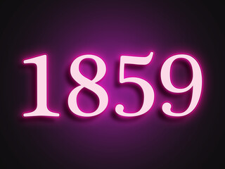 Pink glowing Neon light text effect of number 1859.