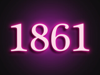 Pink glowing Neon light text effect of number 1861.