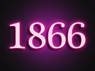 Pink glowing Neon light text effect of number 1866.