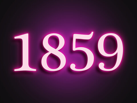 Pink glowing Neon light text effect of number 1859.