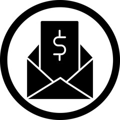 Email Funds Glyph Black Icon