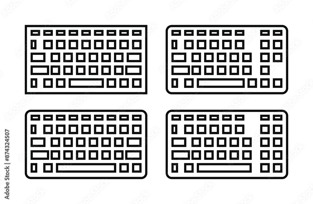 Fototapete keyboard icon set outline style design template