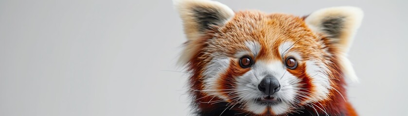 Red panda with a surprised look, white background