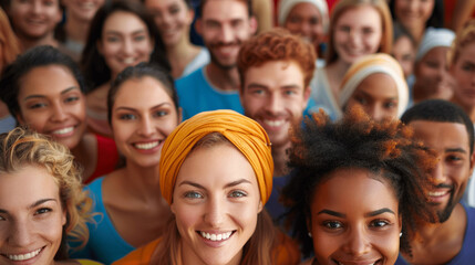 Obraz premium Diverse Community Smiling Together From Above