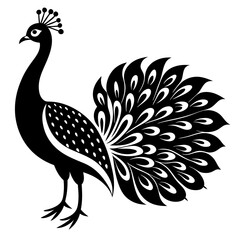 Fototapeta premium Peacock vector illustration, peacock isolated on white, peacock silhouette, peacock vector art
