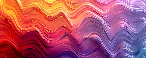 Obraz premium An abstract background showcasing a rainbow gradient with wavy patterns, where the colors transition smoothly from red to violet, creating a visually stunning and colorful scene.