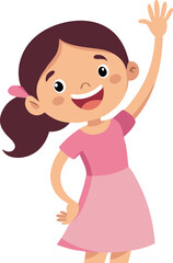 Obraz premium A girl is waving at the camera