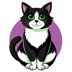 design a cat in black and white illustration