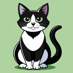 design a cat in black and white illustration