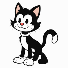 design a cat in black and white illustration